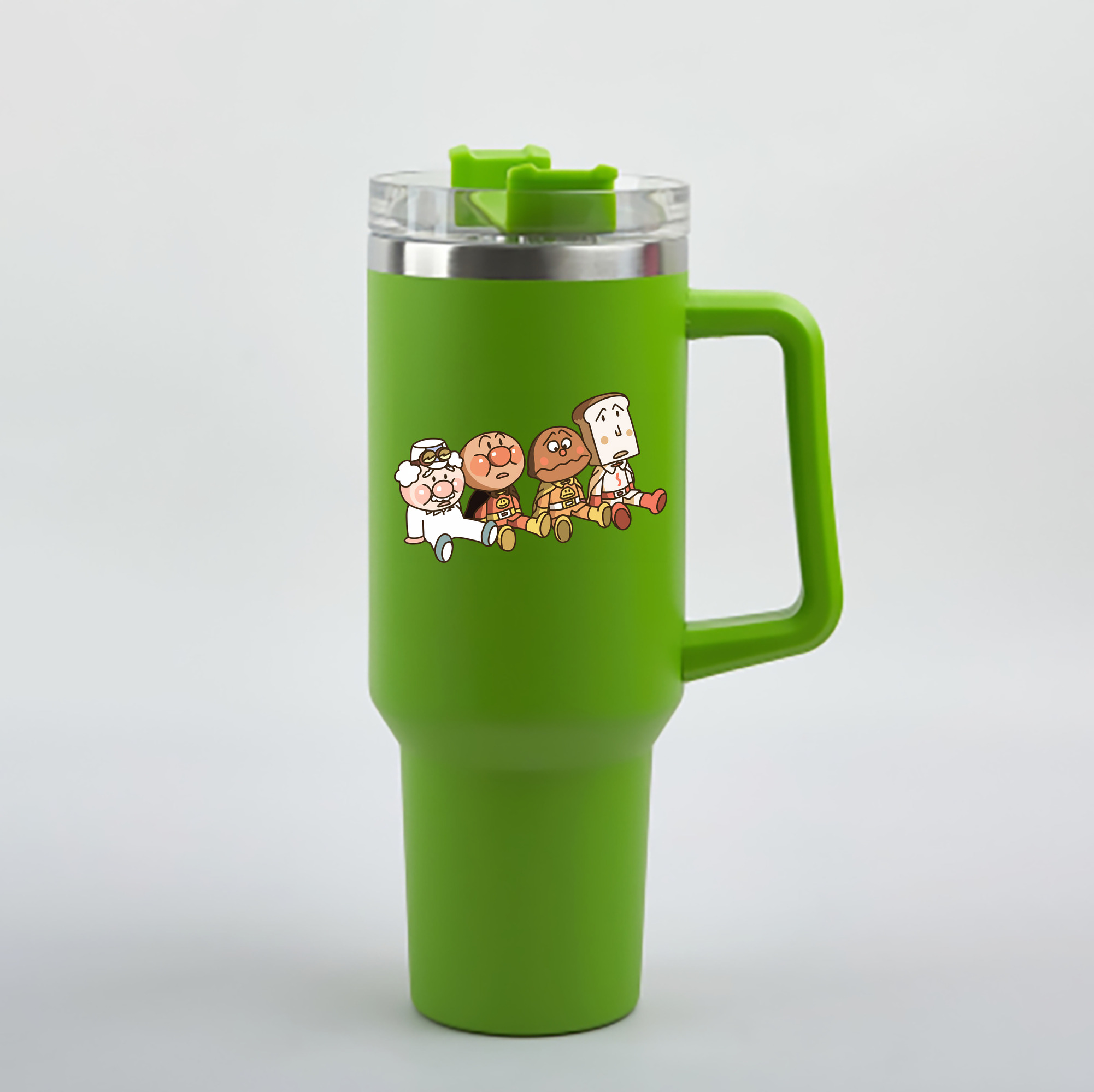 （画像用） アンパンマン Anpanman 1200mL車用タンブラー - クリスタルステッカー（プラスチックストロー付き）